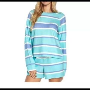 Wildfox | Lounge Set - Sweatshirt and Shorts - Blue Stripes NWT MSRP $160